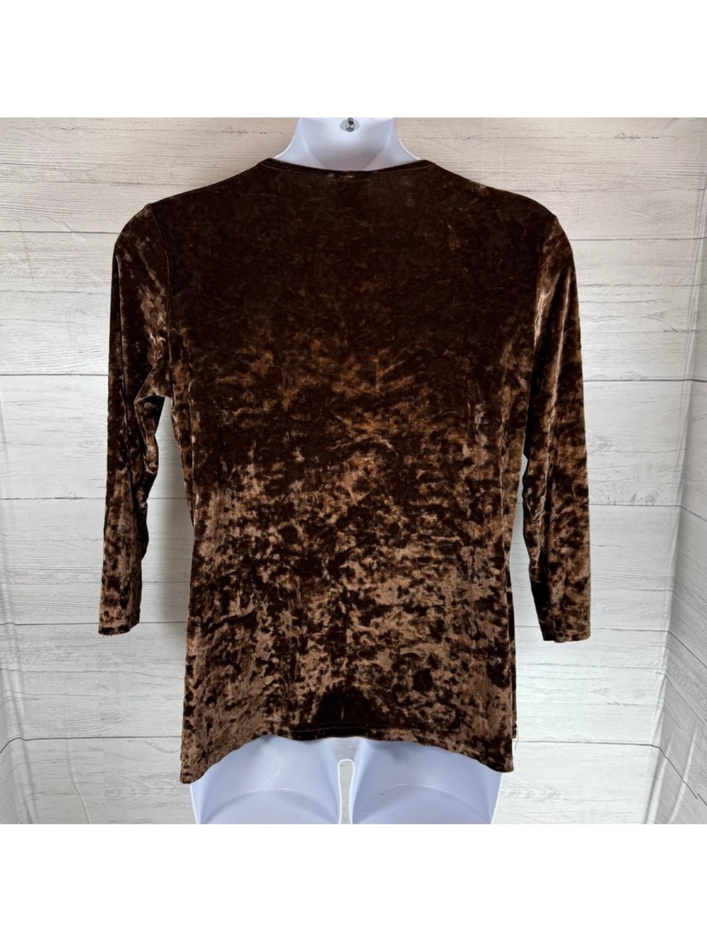 Faded Glory Y2K  Brown Velvet Burnout Babydoll Fairy Grunge Blouse - Picture 3 of 8